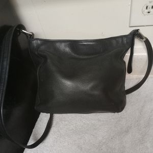 Woman black leather handbags Tignanello 10 inches by 8.5 inches